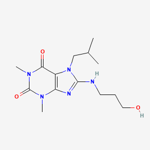 molecular formula C14H23N5O3 B2485946 8-((3-hydroxypropyl)amino)-7-isobutyl-1,3-dimethyl-1H-purine-2,6(3H,7H)-dione CAS No. 941993-76-6