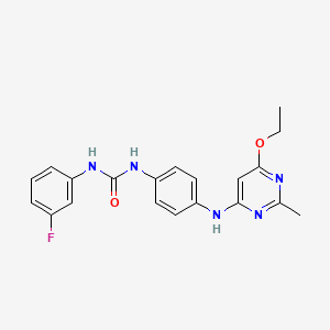 molecular formula C20H20FN5O2 B2485948 1-(4-((6-Ethoxy-2-methylpyrimidin-4-yl)amino)phenyl)-3-(3-fluorophenyl)urea CAS No. 946273-46-7