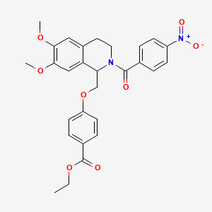 molecular formula C28H28N2O8 B2485956 Ethyl 4-[[6,7-dimethoxy-2-(4-nitrobenzoyl)-3,4-dihydro-1H-isoquinolin-1-yl]methoxy]benzoate CAS No. 449766-78-3