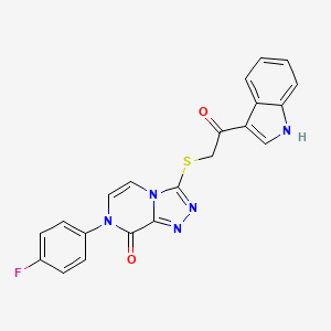 molecular formula C21H14FN5O2S B2485959 7-(4-fluorophenyl)-3-{[2-(1H-indol-3-yl)-2-oxoethyl]thio}[1,2,4]triazolo[4,3-a]pyrazin-8(7H)-one CAS No. 1189726-42-8