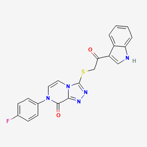 molecular formula C21H14FN5O2S B2485959 7-(4-fluorophenyl)-3-{[2-(1H-indol-3-yl)-2-oxoethyl]sulfanyl}-7H,8H-[1,2,4]triazolo[4,3-a]pyrazin-8-one CAS No. 1189726-42-8