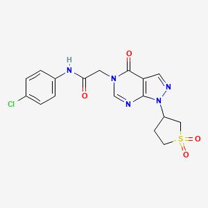 molecular formula C17H16ClN5O4S B2485960 N-(4-chlorophenyl)-2-(1-(1,1-dioxidotetrahydrothiophen-3-yl)-4-oxo-1H-pyrazolo[3,4-d]pyrimidin-5(4H)-yl)acetamide CAS No. 1105210-31-8