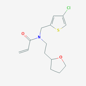 molecular formula C14H18ClNO2S B2485983 N-[(4-Chlorothiophen-2-yl)methyl]-N-[2-(oxolan-2-yl)ethyl]prop-2-enamide CAS No. 2411255-53-1