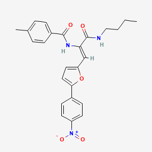 molecular formula C25H25N3O5 B2485989 N-{1-Butylcarbamoyl-2-[5-(4-nitro-phenyl)-furan-2--yl]-vinyl}-4-methyl-benzamide CAS No. 302603-24-3