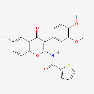 molecular formula C22H16ClNO5S B2485991 N-[6-氯-3-(3,4-二甲氧基苯基)-4-氧代-4H-香豆素-2-基]噻吩-2-羧酰胺 CAS No. 900290-00-8