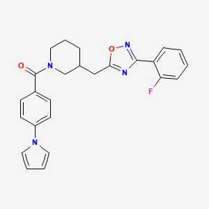 (4-(1H-pyrrol-1-yl)phenyl)(3-((3-(2-fluorophenyl)-1,2,4-oxadiazol-5-yl)methyl)piperidin-1-yl)methanone