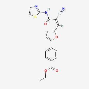 molecular formula C20H15N3O4S B2485996 (Z)-ethyl 4-(5-(2-cyano-3-oxo-3-(thiazol-2-ylamino)prop-1-en-1-yl)furan-2-yl)benzoate CAS No. 316362-19-3
