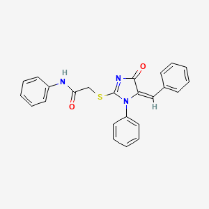 molecular formula C24H19N3O2S B2486021 2-[(5E)-5-benzylidene-4-oxo-1-phenylimidazol-2-yl]sulfanyl-N-phenylacetamide CAS No. 325994-52-3