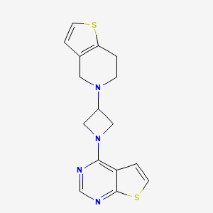 molecular formula C16H16N4S2 B2486024 4-[3-(6,7-Dihydro-4H-thieno[3,2-c]pyridin-5-yl)azetidin-1-yl]thieno[2,3-d]pyrimidine CAS No. 2380178-94-7