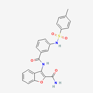 molecular formula C23H19N3O5S B2486028 3-(3-(4-Methylphenylsulfonamido)benzamido)benzofuran-2-carboxamide CAS No. 886895-98-3