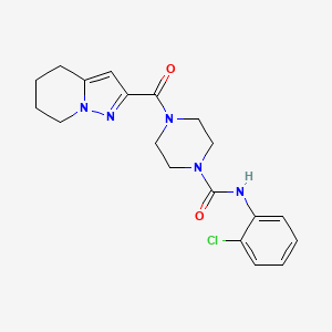 molecular formula C19H22ClN5O2 B2486030 N-(2-chlorophenyl)-4-(4,5,6,7-tetrahydropyrazolo[1,5-a]pyridine-2-carbonyl)piperazine-1-carboxamide CAS No. 2034591-91-6