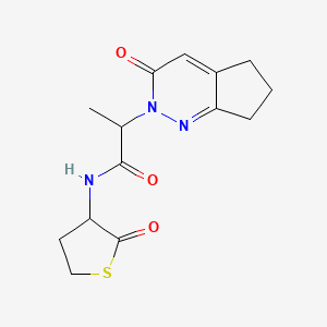 molecular formula C14H17N3O3S B2486033 2-(3-oxo-3,5,6,7-tetrahydro-2H-cyclopenta[c]pyridazin-2-yl)-N-(2-oxotetrahydrothiophen-3-yl)propanamide CAS No. 2097857-99-1