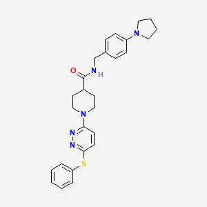 molecular formula C27H31N5OS B2486036 1-[6-(苯基硫基)吡啶-3-基]-N-(4-吡咯啉-1-基苄基)哌啶-4-甲酰胺 CAS No. 1223910-41-5