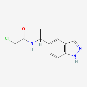 molecular formula C11H12ClN3O B2486037 2-Chloro-N-[1-(1H-indazol-5-yl)ethyl]acetamide CAS No. 2411269-54-8