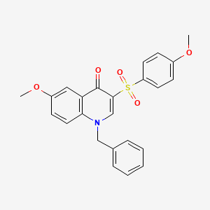 molecular formula C24H21NO5S B2486042 1-Benzyl-6-methoxy-3-(4-methoxybenzenesulfonyl)-1,4-dihydroquinolin-4-one CAS No. 872198-88-4