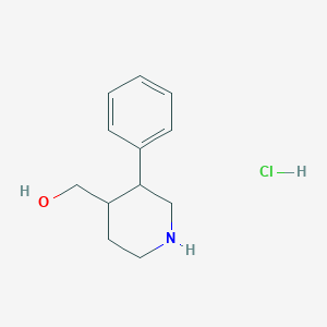 molecular formula C12H18ClNO B2486045 (3-苯基哌啶-4-基)甲醇盐酸盐 CAS No. 1955499-15-6