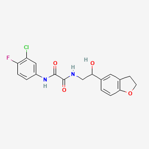 molecular formula C18H16ClFN2O4 B2486056 N1-(3-chloro-4-fluorophenyl)-N2-(2-(2,3-dihydrobenzofuran-5-yl)-2-hydroxyethyl)oxalamide CAS No. 1421504-45-1