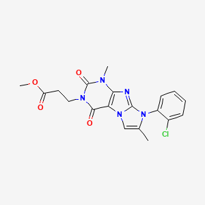 molecular formula C19H18ClN5O4 B2486059 Methyl 3-[6-(2-chlorophenyl)-4,7-dimethyl-1,3-dioxopurino[7,8-a]imidazol-2-yl]propanoate CAS No. 876671-76-0