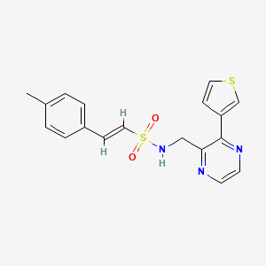 molecular formula C18H17N3O2S2 B2486067 (E)-N-((3-(噻吩-3-基)吡嗪-2-基)甲基)-2-(对甲苯基)乙烯磺酰胺 CAS No. 2035007-87-3