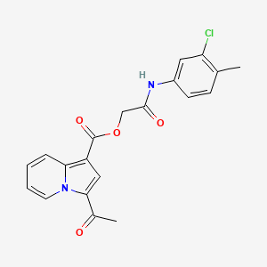 molecular formula C20H17ClN2O4 B2486070 2-((3-Chloro-4-methylphenyl)amino)-2-oxoethyl 3-acetylindolizine-1-carboxylate CAS No. 899998-35-7