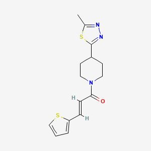 molecular formula C15H17N3OS2 B2486073 (E)-1-(4-(5-甲基-1,3,4-噻二唑-2-基)哌嗪-1-基)-3-(噻吩-2-基)丙-2-烯-1-酮 CAS No. 1396889-86-3