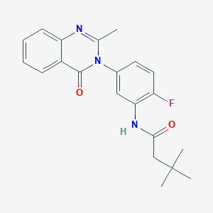 molecular formula C21H22FN3O2 B2486077 N-(2-fluoro-5-(2-methyl-4-oxoquinazolin-3(4H)-yl)phenyl)-3,3-dimethylbutanamide CAS No. 899980-15-5