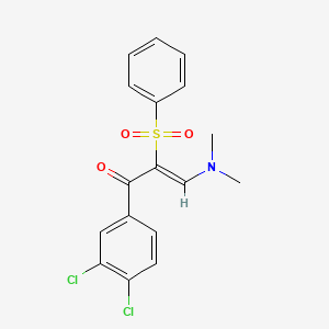 molecular formula C17H15Cl2NO3S B2486080 (Z)-2-(benzenesulfonyl)-1-(3,4-dichlorophenyl)-3-(dimethylamino)prop-2-en-1-one CAS No. 344266-98-4