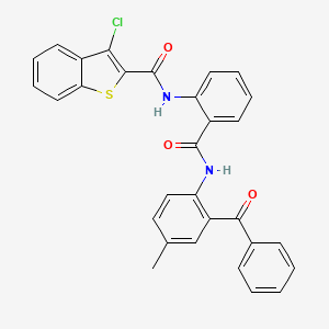 molecular formula C30H21ClN2O3S B2486082 N-(2-((2-benzoyl-4-methylphenyl)carbamoyl)phenyl)-3-chlorobenzo[b]thiophene-2-carboxamide CAS No. 310414-39-2