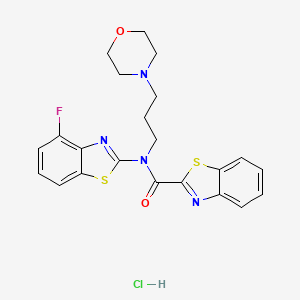 molecular formula C22H22ClFN4O2S2 B2486088 N-(4-fluorobenzo[d]thiazol-2-yl)-N-(3-morpholinopropyl)benzo[d]thiazole-2-carboxamide hydrochloride CAS No. 1217057-73-2