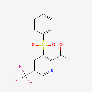 1-[3-(Benzenesulfonyl)-5-(trifluoromethyl)pyridin-2-yl]ethan-1-one