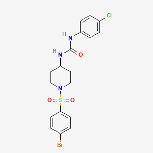 molecular formula C18H19BrClN3O3S B2486091 1-[1-(4-Bromophenyl)sulfonylpiperidin-4-yl]-3-(4-chlorophenyl)urea CAS No. 672950-42-4