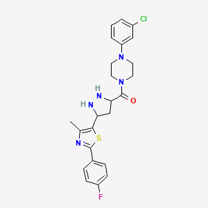 [4-(3-Chlorophenyl)piperazin-1-yl]-[5-[2-(4-fluorophenyl)-4-methyl-1,3-thiazol-5-yl]pyrazolidin-3-yl]methanone