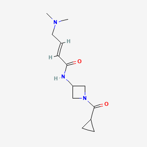 molecular formula C13H21N3O2 B2486102 (E)-N-[1-(Cyclopropanecarbonyl)azetidin-3-yl]-4-(dimethylamino)but-2-enamide CAS No. 2411324-83-7