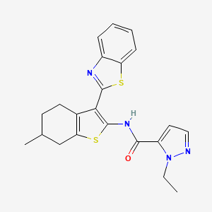 molecular formula C22H22N4OS2 B2486111 N-(3-(benzo[d]thiazol-2-yl)-6-methyl-4,5,6,7-tetrahydrobenzo[b]thiophen-2-yl)-1-ethyl-1H-pyrazole-5-carboxamide CAS No. 1172547-01-1