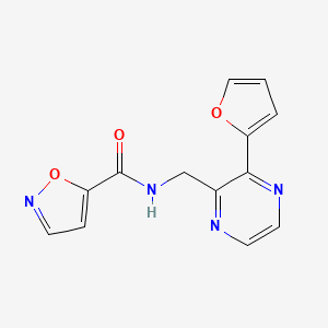 molecular formula C13H10N4O3 B2486126 N-((3-(furan-2-yl)pyrazin-2-yl)methyl)isoxazole-5-carboxamide CAS No. 2034539-67-6