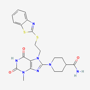 1-(7-(2-(benzo[d]thiazol-2-ylthio)ethyl)-3-methyl-2,6-dioxo-2,3,6,7-tetrahydro-1H-purin-8-yl)piperidine-4-carboxamide