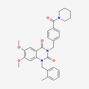molecular formula C31H33N3O5 B2486143 6,7-dimethoxy-1-(2-methylbenzyl)-3-(4-(piperidine-1-carbonyl)benzyl)quinazoline-2,4(1H,3H)-dione CAS No. 1242982-74-6