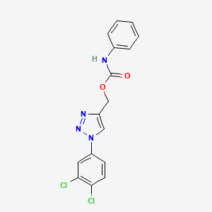 molecular formula C16H12Cl2N4O2 B2486145 [1-(3,4-dichlorophenyl)-1H-1,2,3-triazol-4-yl]methyl N-phenylcarbamate CAS No. 338419-30-0