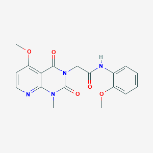 molecular formula C18H18N4O5 B2486146 2-(5-methoxy-1-methyl-2,4-dioxo-1,2-dihydropyrido[2,3-d]pyrimidin-3(4H)-yl)-N-(2-methoxyphenyl)acetamide CAS No. 941946-80-1