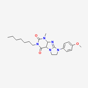 molecular formula C22H29N5O3 B2486154 3-heptyl-8-(4-methoxyphenyl)-1-methyl-1H,2H,3H,4H,6H,7H,8H-imidazo[1,2-g]purine-2,4-dione CAS No. 893950-37-3