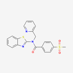 molecular formula C21H17N3O3S2 B2486162 N-(苯并[1,3]噻唑-2-基)-4-(甲磺酰)-N-(吡啶-2-基甲基)苯甲酰胺 CAS No. 886933-78-4