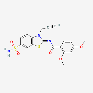 molecular formula C19H17N3O5S2 B2486170 (Z)-2,4-dimethoxy-N-(3-(prop-2-yn-1-yl)-6-sulfamoylbenzo[d]thiazol-2(3H)-ylidene)benzamide CAS No. 887202-27-9