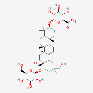 molecular formula C42H66O15 B2486188 NCGC00347541-02_C42H66O15_beta-D-Glucopyranose, 1-O-[(3beta,5xi,9xi,18xi)-3-(beta-D-glucopyranuronosyloxy)-29-hydroxy-28-oxoolean-12-en-28-yl]- CAS No. 212055-71-5