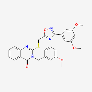 molecular formula C27H24N4O5S B2486189 2-(((3-(3,5-dimethoxyphenyl)-1,2,4-oxadiazol-5-yl)methyl)thio)-3-(3-methoxybenzyl)quinazolin-4(3H)-one CAS No. 2034462-19-4