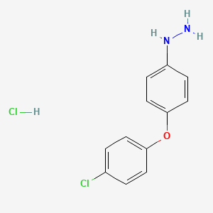 molecular formula C12H12Cl2N2O B2486191 4-(4-Chlorophenoxy)phenylhydrazine hydrochloride CAS No. 212755-77-6; 849021-09-6