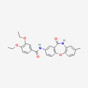 molecular formula C25H24N2O5 B2486194 3,4-diethoxy-N-(8-methyl-11-oxo-10,11-dihydrodibenzo[b,f][1,4]oxazepin-2-yl)benzamide CAS No. 922109-39-5