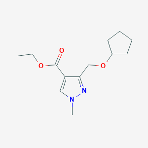molecular formula C13H20N2O3 B2486201 Ethyl 3-(cyclopentyloxymethyl)-1-methylpyrazole-4-carboxylate CAS No. 1975117-74-8