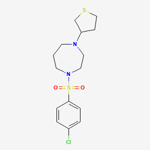 molecular formula C15H21ClN2O2S2 B2486205 1-((4-Chlorophenyl)sulfonyl)-4-(tetrahydrothiophen-3-yl)-1,4-diazepane CAS No. 2320888-34-2