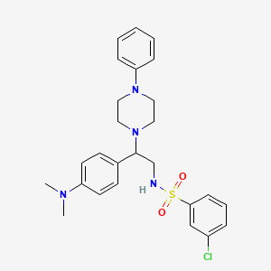 molecular formula C26H31ClN4O2S B2486212 3-chloro-N-(2-(4-(dimethylamino)phenyl)-2-(4-phenylpiperazin-1-yl)ethyl)benzenesulfonamide CAS No. 946366-63-8