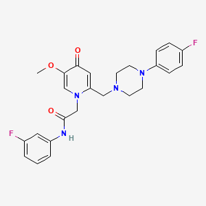 molecular formula C25H26F2N4O3 B2486224 N-(3-fluorophenyl)-2-(2-((4-(4-fluorophenyl)piperazin-1-yl)methyl)-5-methoxy-4-oxopyridin-1(4H)-yl)acetamide CAS No. 941876-52-4
